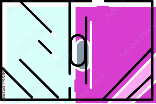 Minimalist cabinet with a door and handle opening displaying its interior space, perfect for concepts of home storage, furniture, modern decor, and organization in contemporary living