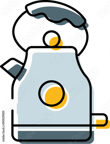 Modern electric kettle appliance for quickly boiling water, preparing tea or coffee, and making hot beverages in a kitchen setting with a clean, minimal design