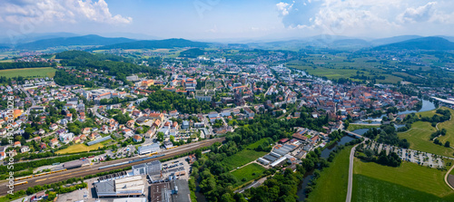 Photos Aerial panoramic view of the city Cham  in Germany, Bavaria on a sunny spring af