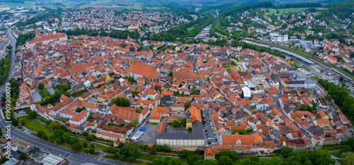 Принти на полотні Aerial panoramic view of the city Amberg in Germany, Bavaria on a sunny spring afternoon