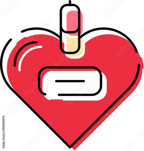 Heart shape blood bag hanging, symbolizing important medical donations, health, and care for saving lives, a vital part of transfusions and emergency medicine