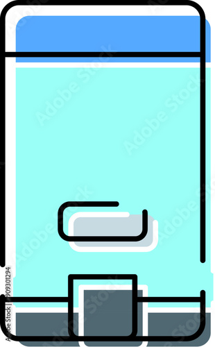 Blue colored recycling waste bin icon for disposing of rubbish, representing ecological responsibility, environmental sanitation, and proper trash management