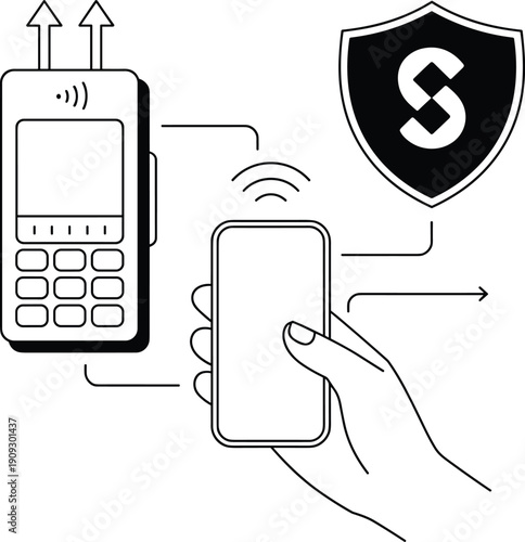 Secure contactless tap to pay transaction via smartphone and pos machine system