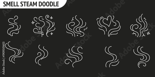 Smell steam doodle black background vapor pack