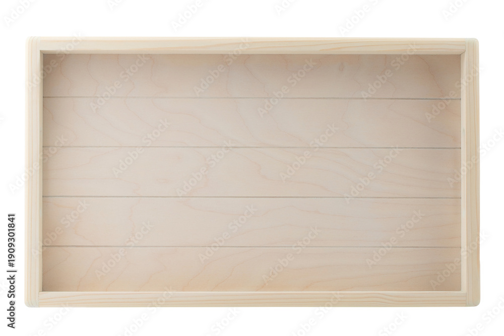 Fototapeta premium Wooden tray made of unpainted boards, kitchen utensils, insulated