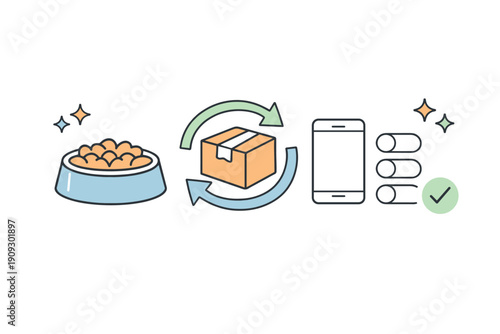 Automated pet food delivery concept with mobile ordering and subscription management