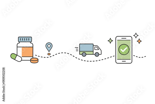 Medication delivery process with tracking and mobile confirmation