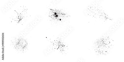 set of rough ink splashes vector design