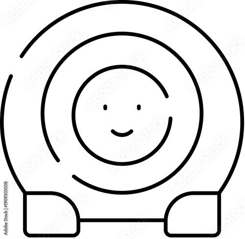 Friendly face inside a stylized magnetic resonance imaging scanner, symbolizing modern health services and advanced diagnostic technology in clinical settings