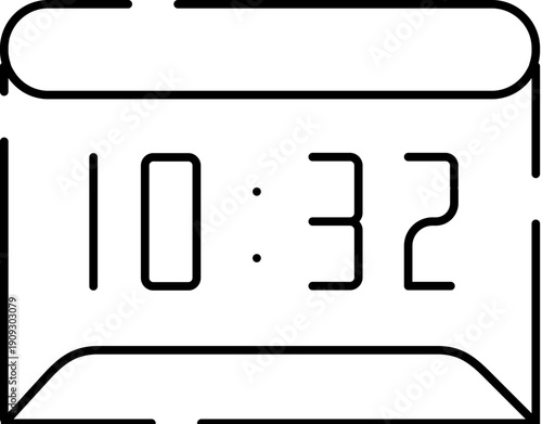Digital alarm clock display showing current time and set alarm, symbolizing schedules, deadlines, morning routines, urgency, reminders, productivity and timely planning