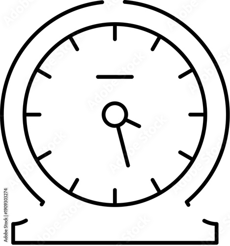Line art alarm clock icon representing time, timer, deadlines and urgency for scheduling, reminders, productivity and uiux design in web and mobile apps, minimal and modern