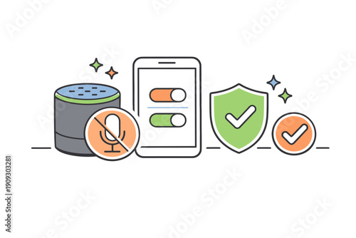 Voice assistant privacy and security settings illustration