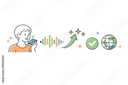 Young caucasian male using smartphone voice assistant for global communication