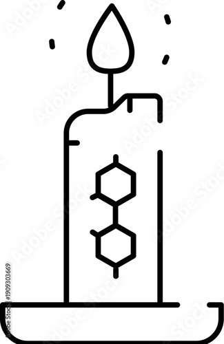 Candle glowing, symbolizing the chemical reactions and molecular composition of fuel combustion, burning to produce light and warmth in a scientific context