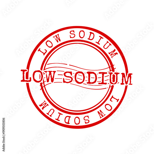Low sodium red rubber stamp with grunge texture, vector illustration