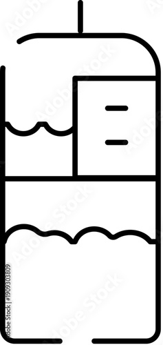 Water bottle displaying varying liquid levels with a side panel indicating measurement and consumption, symbolizing hydration, health, and daily fluid intake