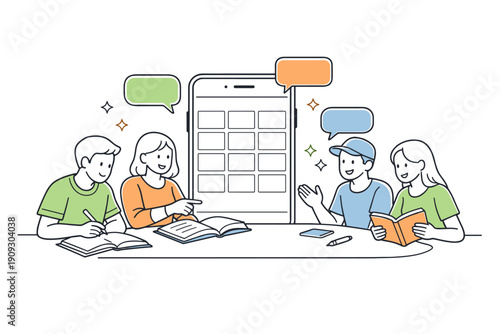 Diverse teens studying with digital technology at school table