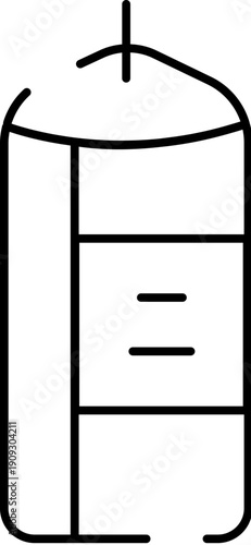 Minimalist line art icon depicting a vertical aromatic candle, highlighting concepts of home decor, relaxation, and wellness with a simple, clean design