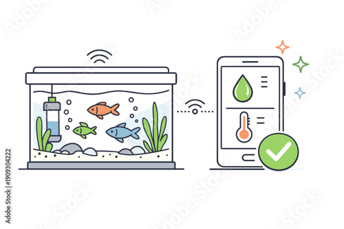 Smart aquarium monitoring with mobile app control and wireless connectivity