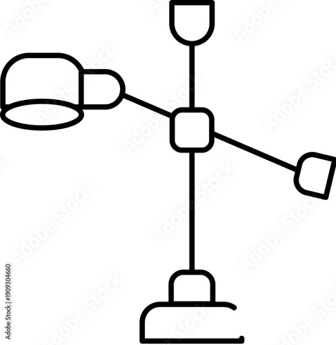 Anemometer device measuring wind speed and direction, providing data for meteorology and forecasting weather patterns in an outline icon format for various applications