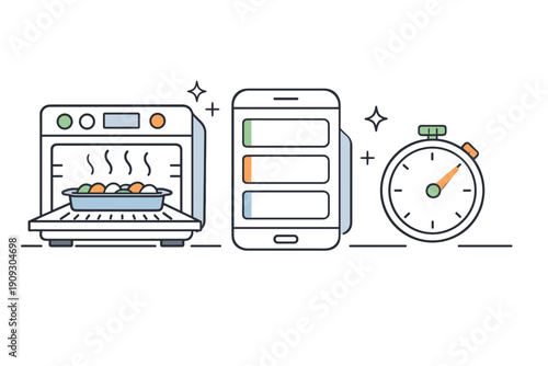 Smart kitchen oven with timer and mobile app control for efficient cooking