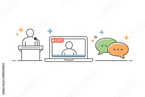 Online conference presentation with live streaming and chat interaction