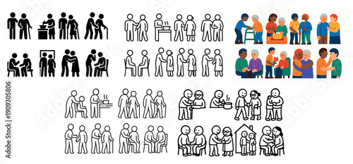 Diverse group of people in various activities