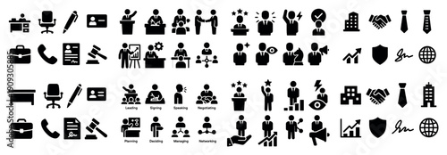 Business icons collection: leadership, growth, networking