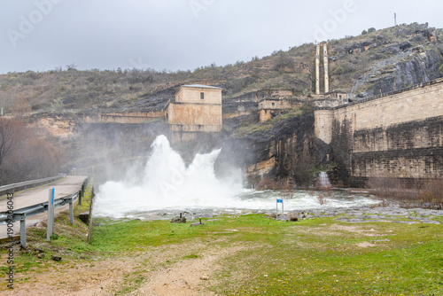 Water release, due to heavy rains, from the Ponton de la Oliva dam in Madrid