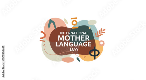 International Mother Language Day colorful illustration with abstract shapes