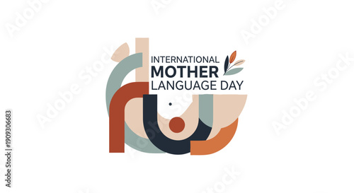 International Mother Language Day logo with colorful abstract design elements