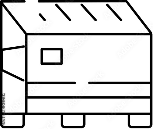 Industrial waste container outline is showing a large bin for garbage disposal, representing efficient solutions for recycling, environmental protection, and sustainable waste management