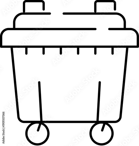 Outdoor waste container on wheels helping with rubbish discarding and collection, forming a conceptual image for environmental care, waste management, municipal services, and cleanliness