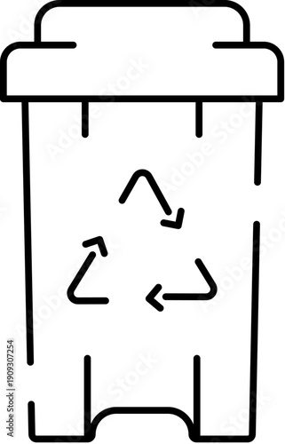 Recycle bin with triangular arrow symbol on white background, representing eco friendly waste disposal, recycling, responsible citizenship and environmental conservation efforts