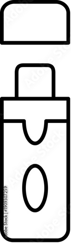 Usb flash drive icon with cap removed, minimal line art pictogram of portable storage device symbolizing data transfer, backup, connectivity and digital file access on white background