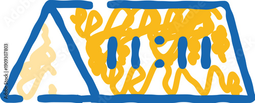 Digital 11,11 clock in hand drawn yellow and blue style on white background, playful sketch of timekeeping and timing, reminder of a precise moment, routine or appointment