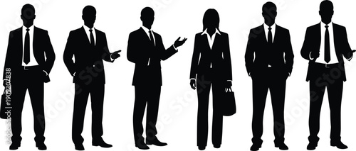 Business people silhouette illustration, professional men and woman in suits
