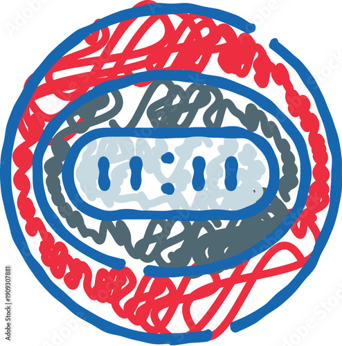 Digital clock displaying 11,11, symbolizing luck, wishes, intuition, and synchronicity, surrounded by abstract red and blue lines on a white background