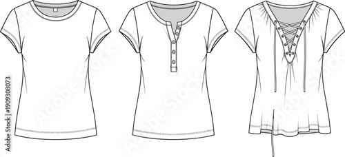 Fashionable T-Shirt Designs: A Collection of Elegant and Stylish Women's Tops for Apparel Design and Fashion Illustration Projects