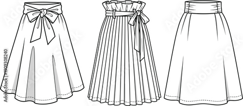 Fashionable Skirt Collection: Elegant Designs for Modern Women - Stylish Apparel Line Featuring Classic and Contemporary Skirt Silhouettes, Ideal for Fashion Illustrations and Design Mockups