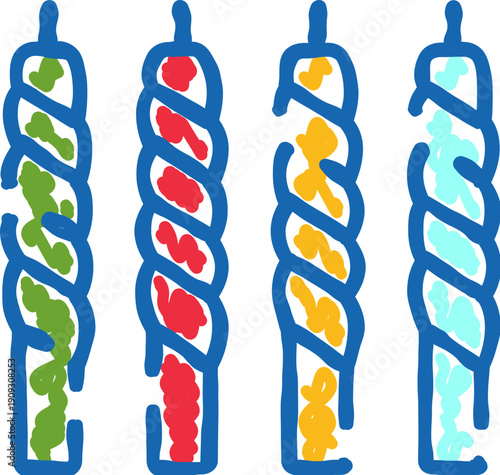 Abstract design elements featuring vibrant color pigments swirling inside blue outline shapes, creating an artistic and expressive visual representation of modern creativity