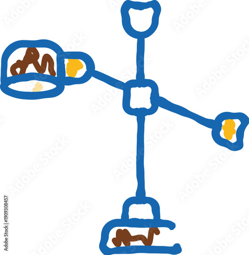 Wind meter doodle drawing demonstrating meteorological equipment for measuring wind speed and direction, important for weather forecasting and scientific research