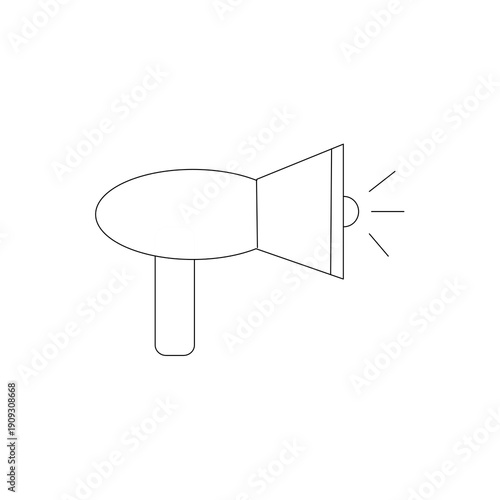 Minimal megaphone line icon isolated on white background. Marketing announcement and promotion symbol in simple outline style.