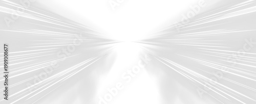 Neon white lanes stretch toward a distant glowing horizon. Radiant reflections shimmer across the smooth highway surface. The composition conveys speed, depth, and modernity. PNG