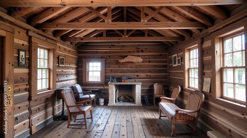 Celebrating lincoln's birthday in a historic cabin cozy interior rustic atmosphere intimate viewpoint