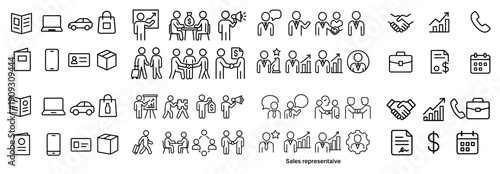 Business icons set: teamwork, finance, communication