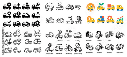Various truck icons and symbols collection