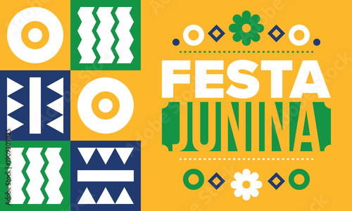 Festa Junina in Brazil. Brazilian festival. Happy holiday. Brazil flag. Carnival and parade. Summer fun party. Vector illustration