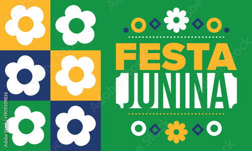 Festa Junina in Brazil. Brazilian festival. Happy holiday. Brazil flag. Carnival and parade. Summer fun party. Vector illustration