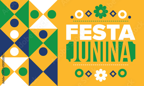 Festa Junina in Brazil. Brazilian festival. Happy holiday. Brazil flag. Carnival and parade. Summer fun party. Vector illustration